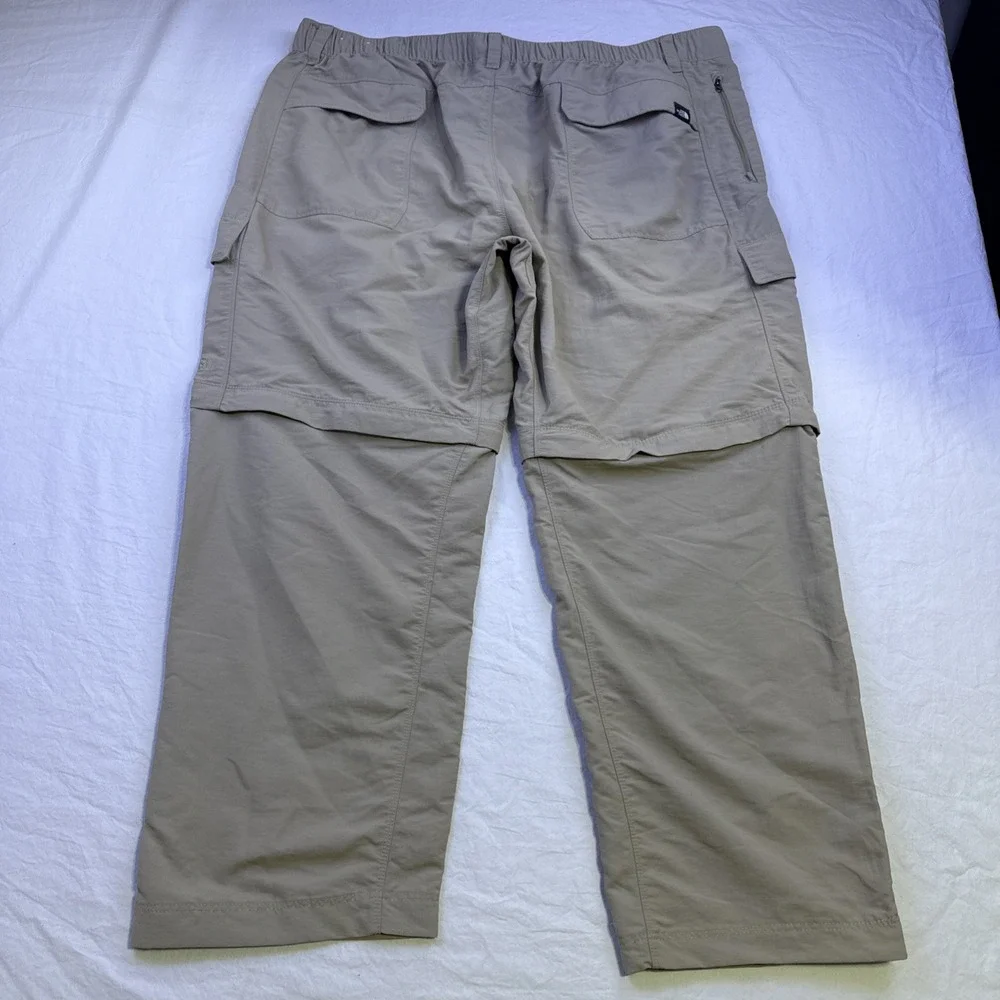 North Face CONVERTIBLE PANTS Mens  XXL  BELTED Hiking Cargo  TAN Nylon